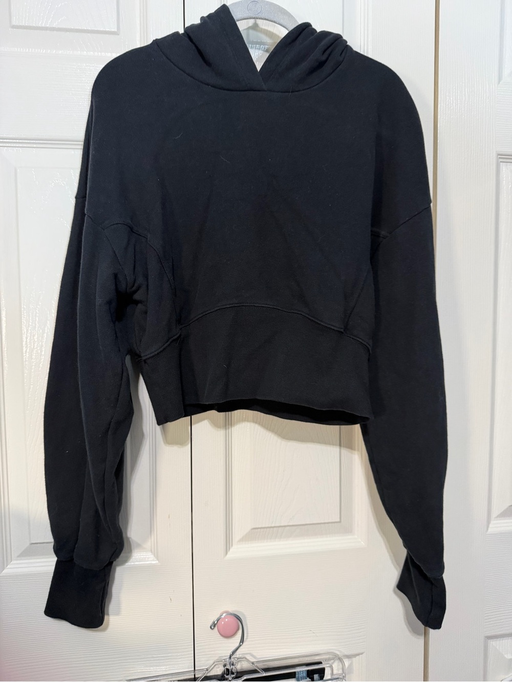 Offline by Aerie Black Cropped Hoodie Sweatshirt - Women
